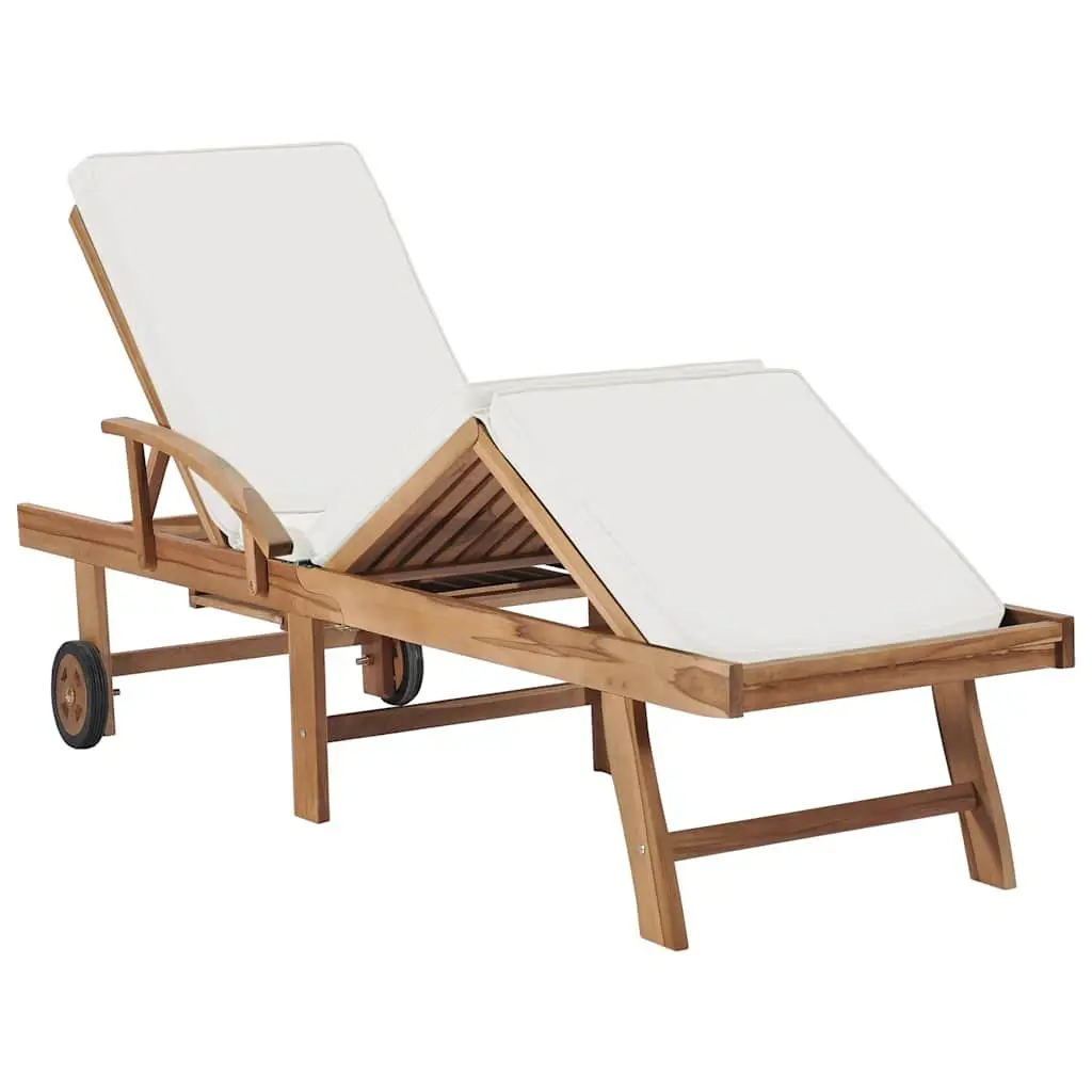Sun Loungers 2 pcs with Cushions Outdoor Deck Chairs Adjustable Backrest Wheels