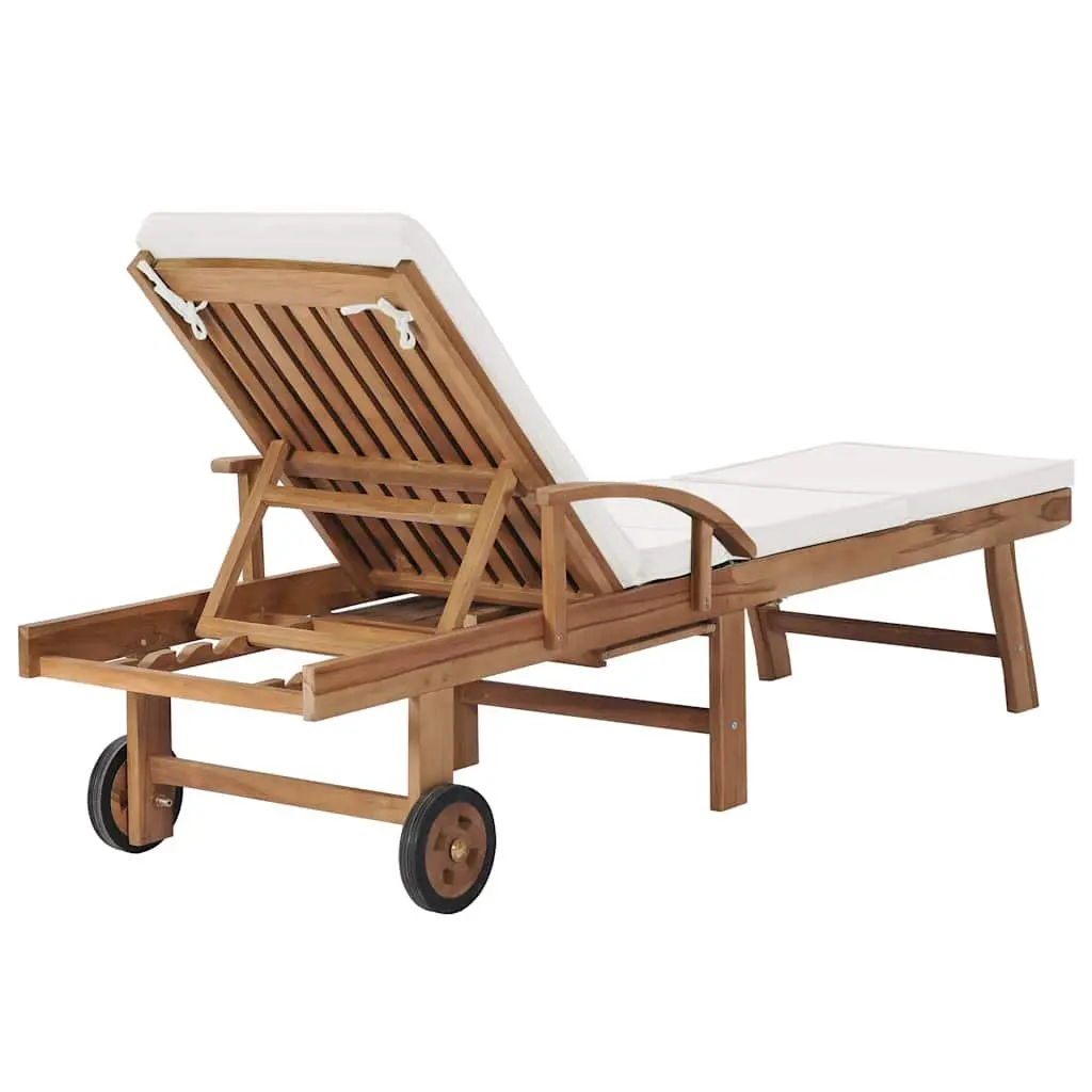 Sun Loungers 2 pcs with Cushions Outdoor Deck Chairs Adjustable Backrest Wheels