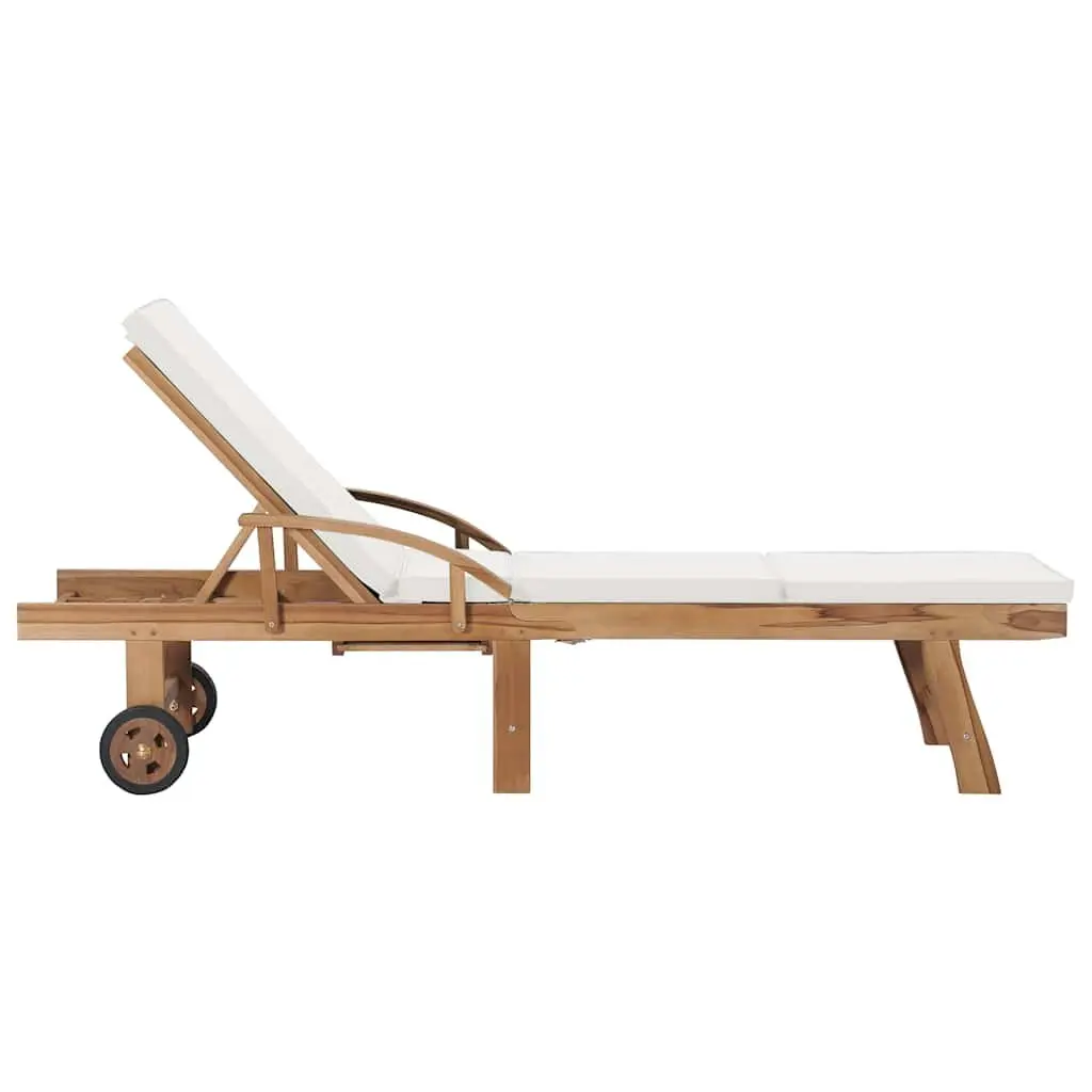 Sun Loungers 2 pcs with Cushions Outdoor Deck Chairs Adjustable Backrest Wheels