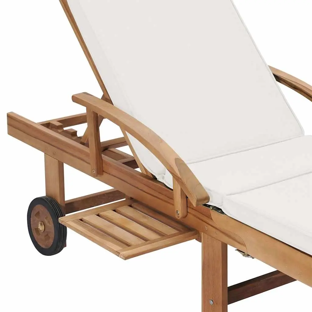 Sun Loungers 2 pcs with Cushions Outdoor Deck Chairs Adjustable Backrest Wheels
