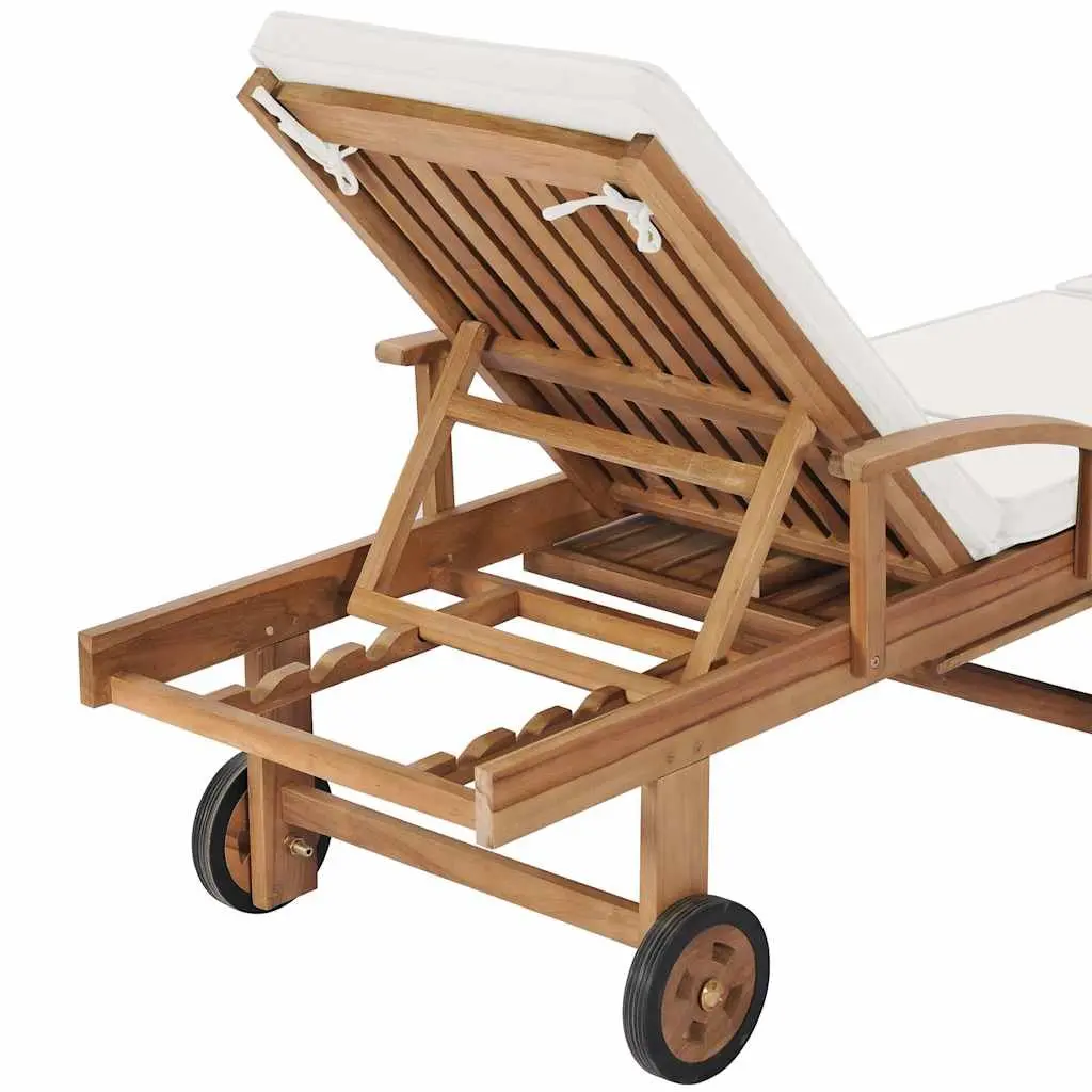 Sun Loungers 2 pcs with Cushions Outdoor Deck Chairs Adjustable Backrest Wheels