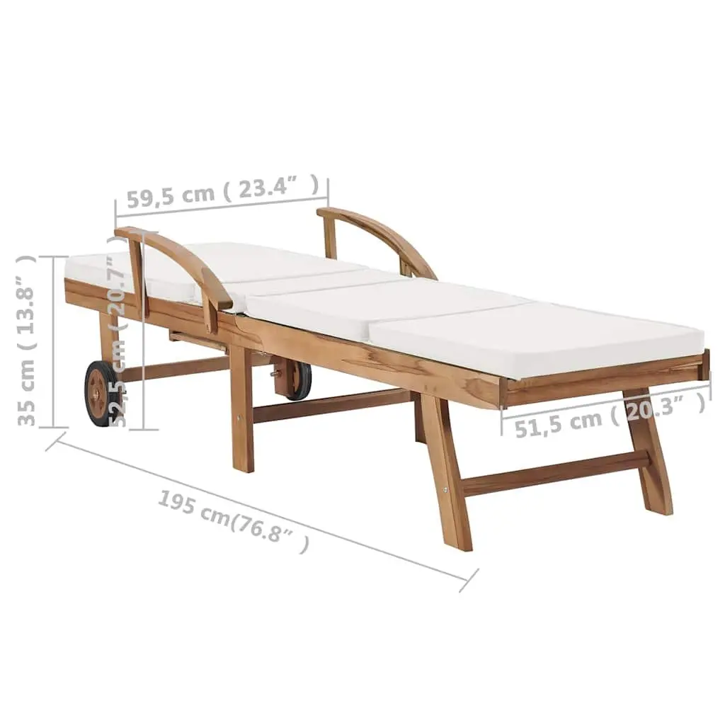 Sun Loungers 2 pcs with Cushions Outdoor Deck Chairs Adjustable Backrest Wheels