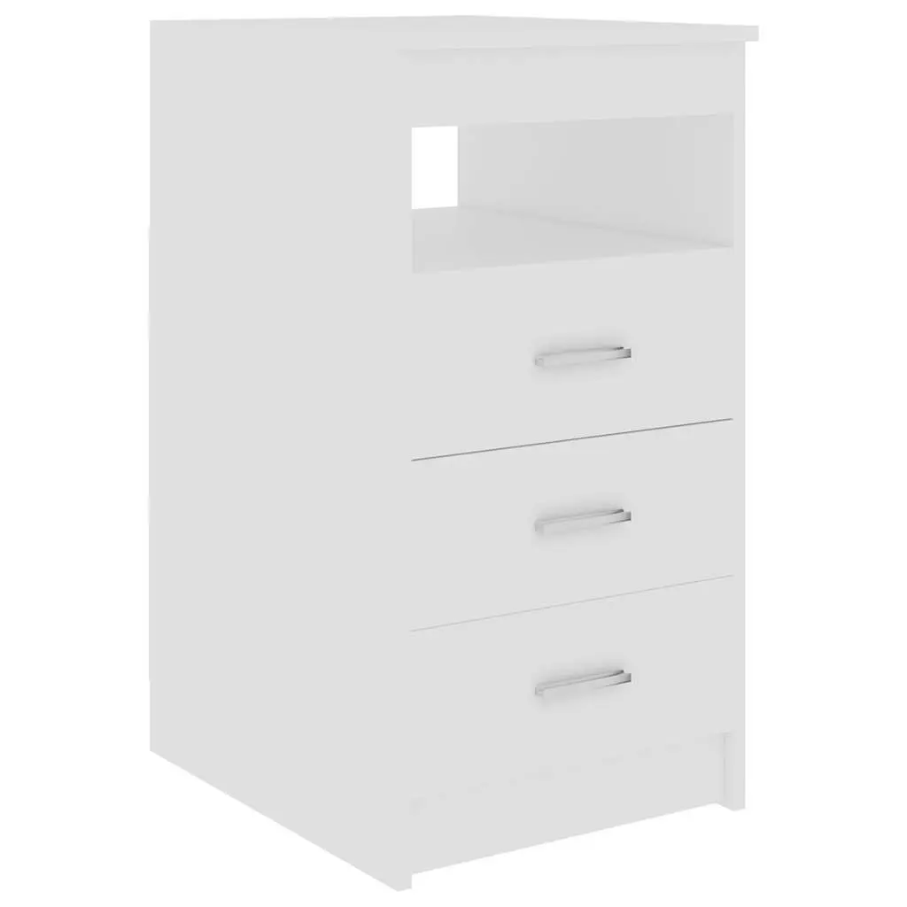 Office Desk White Engineered Wood 140W x 50D x 76H cm with Storage Drawers and Door