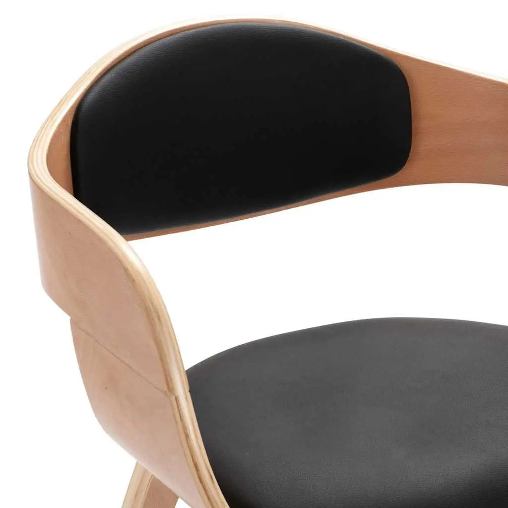 Dining Chairs Black 4 Piece Bent Wood Frame Faux Leather Padded Seating