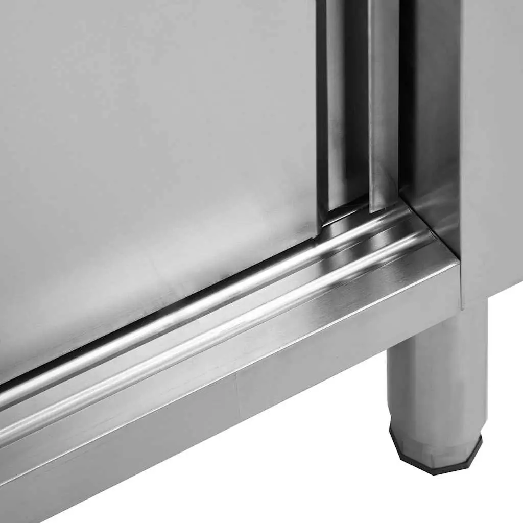 Stainless Steel Work Tables 200x50cm with Sliding Doors Storage for Commercial Kitchen