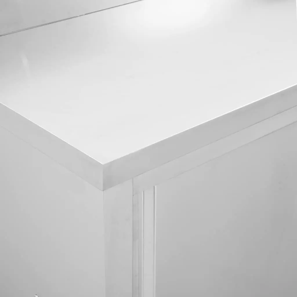 Stainless Steel Work Table with Under-Table Sliding Door Storage 240x50cm for Commercial Kitchen Use
