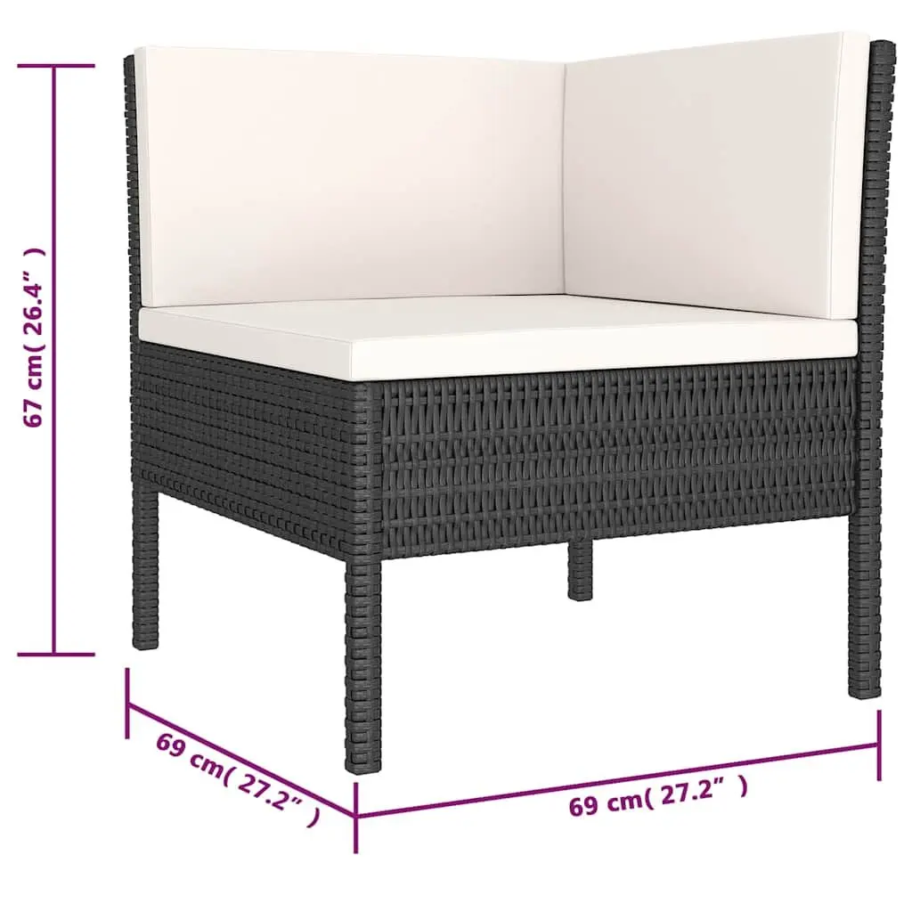 Garden Lounge Set 6 Piece Poly Rattan Outdoor Furniture with Cushions Black