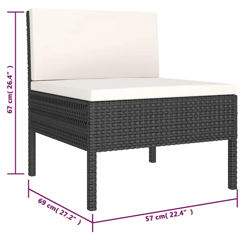 Garden Lounge Set 6 Piece Poly Rattan Outdoor Furniture with Cushions Black