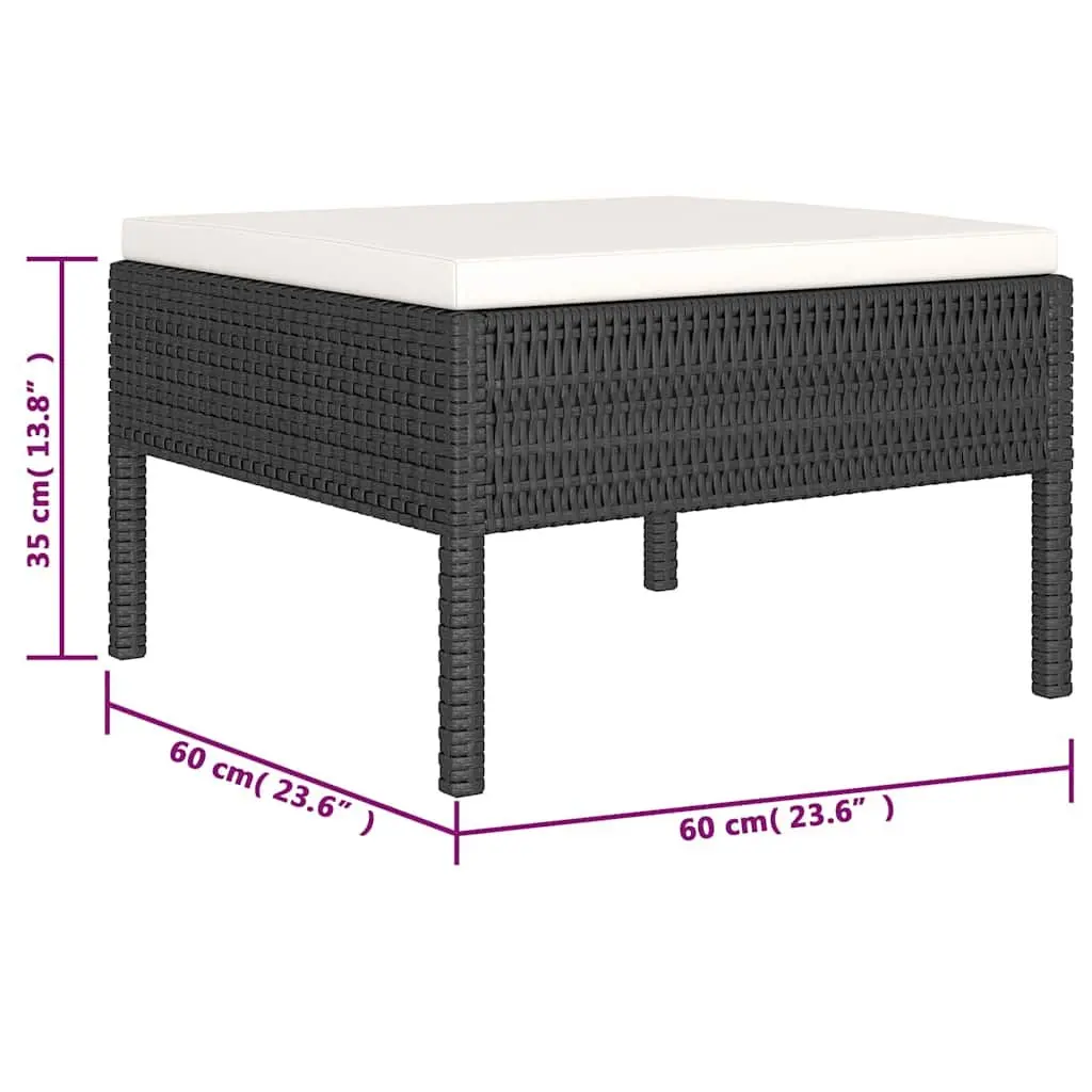 Garden Lounge Set 6 Piece Poly Rattan Outdoor Furniture with Cushions Black