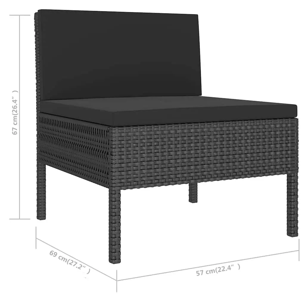 Garden Lounge Set 6 Piece Outdoor Furniture Poly Rattan Black Cushions Patio