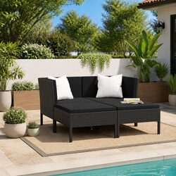 4-Piece Black Outdoor Lounge Set - Modern Comfort
