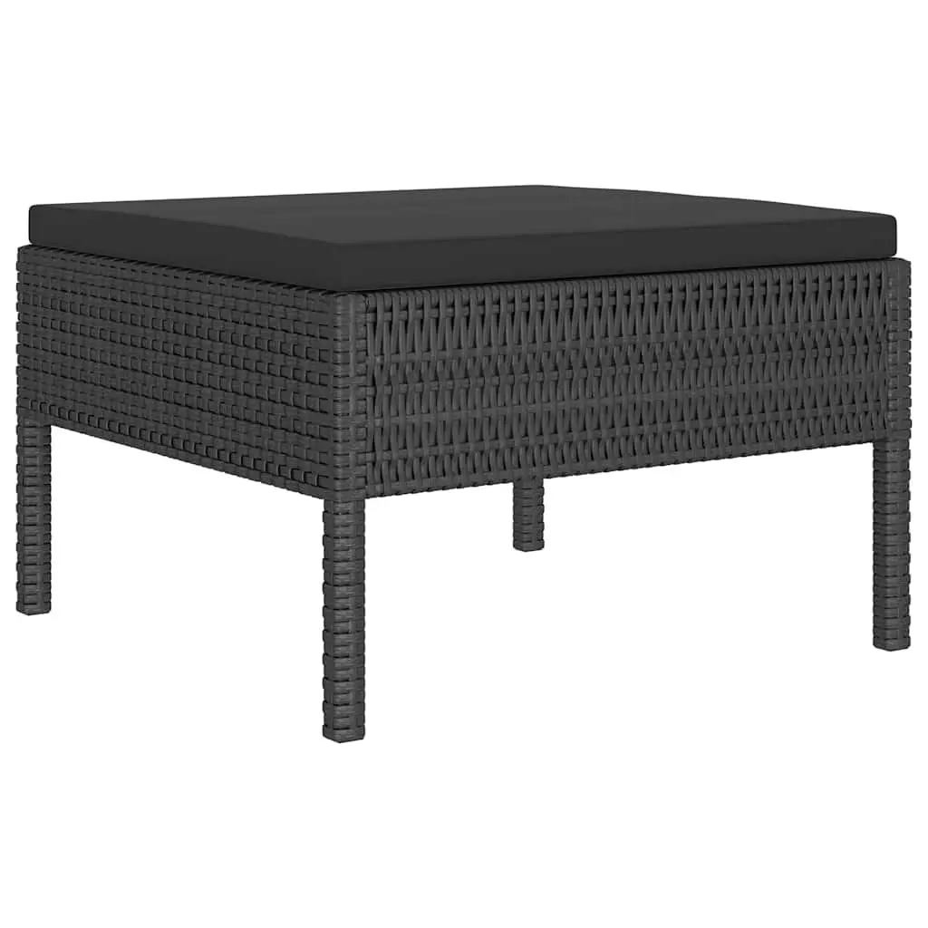 Garden Lounge Set 4 Piece Outdoor Furniture PE Rattan Cushions Black Patio