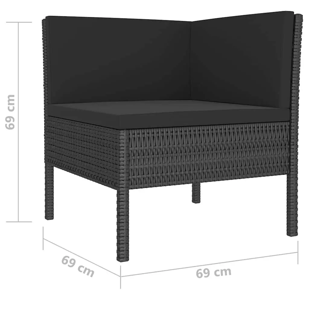 Garden Lounge Set 4 Piece Outdoor Furniture PE Rattan Cushions Black Patio
