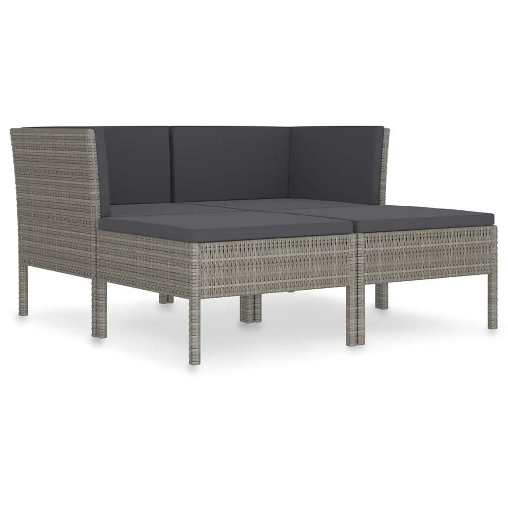 Garden Lounge Set 4 Piece Outdoor Furniture Poly Rattan Cushions Grey