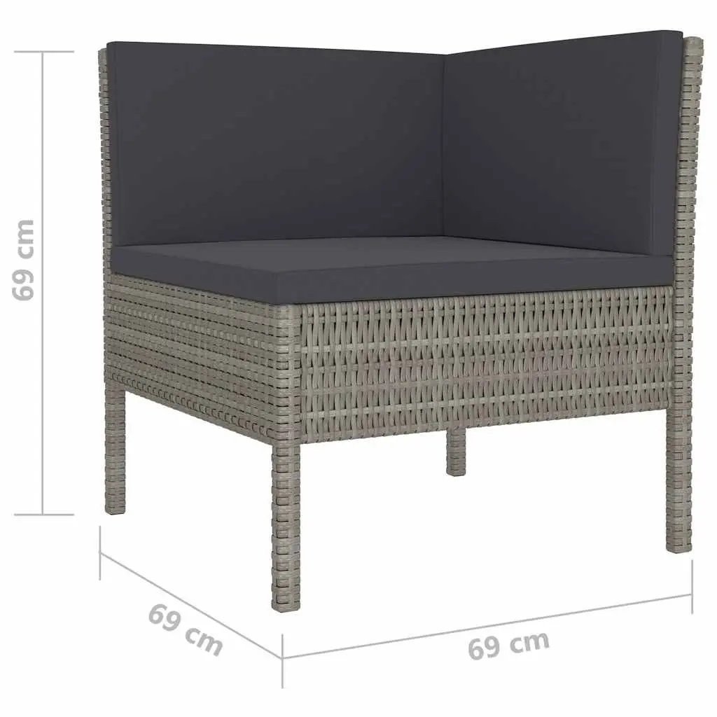 Garden Lounge Set 4 Piece Outdoor Furniture Poly Rattan Cushions Grey