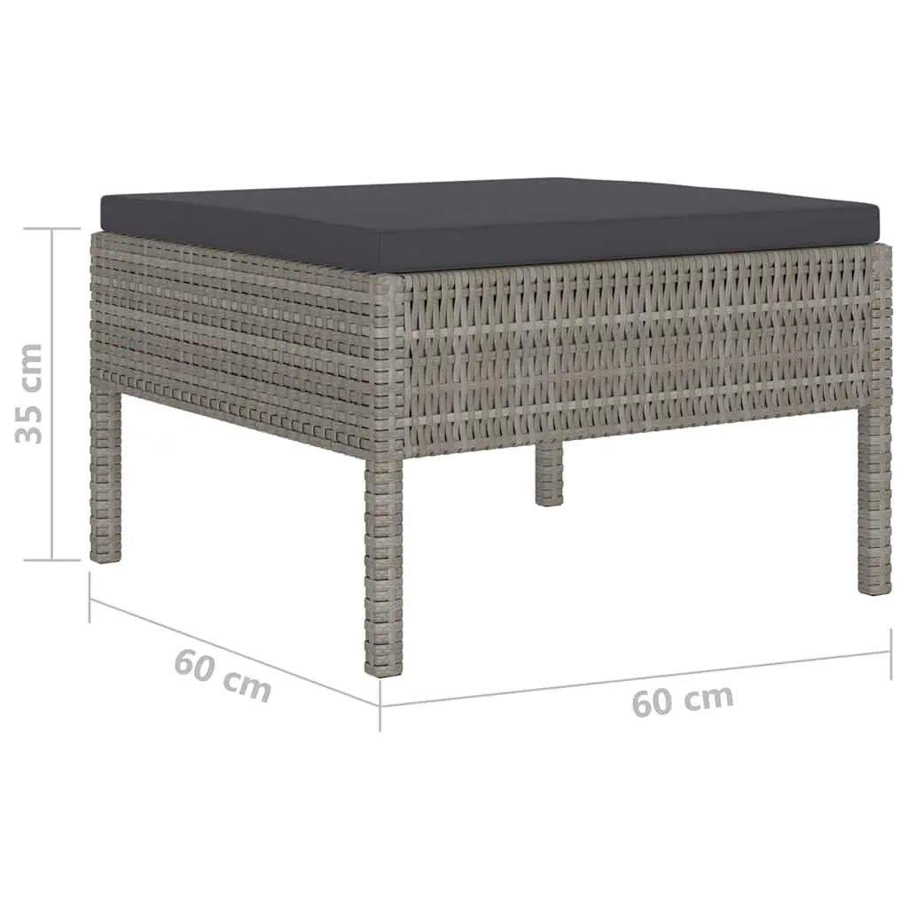 Garden Lounge Set 4 Piece Outdoor Furniture Poly Rattan Cushions Grey