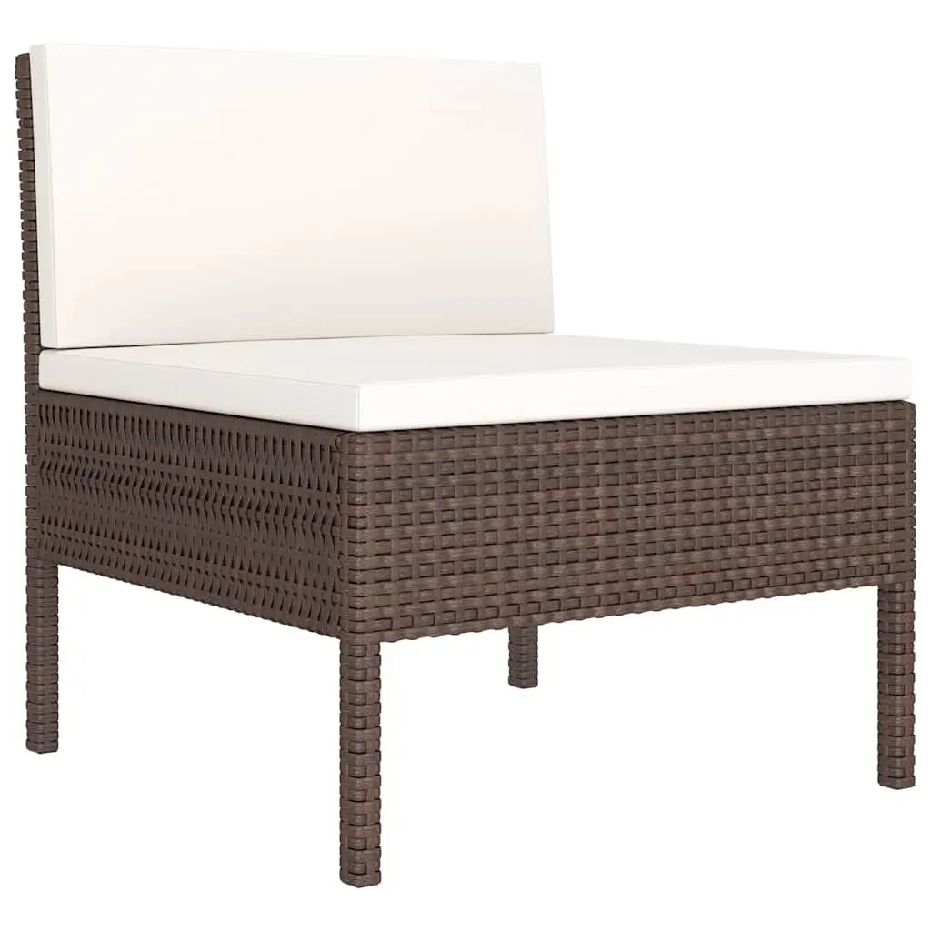 Garden Lounge Set Brown 6 Piece Modular Outdoor Furniture with Cushions