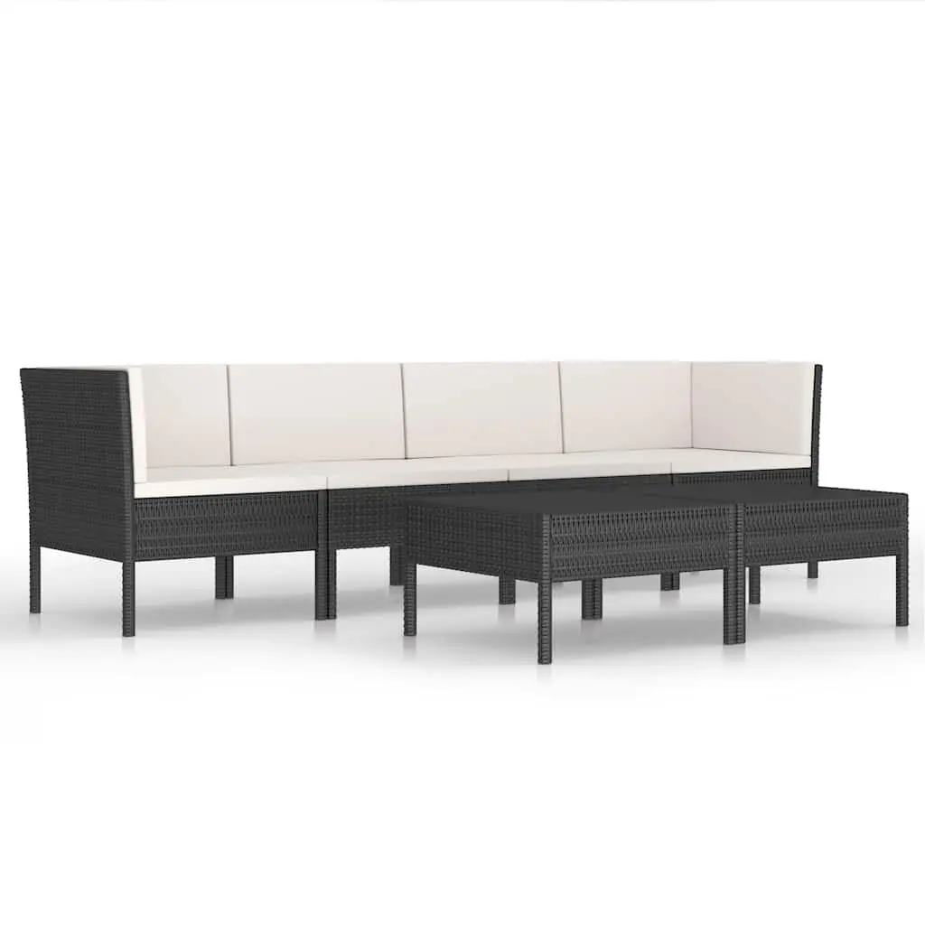 Garden Lounge Set 6 Piece Outdoor Furniture PE Rattan Cushions Black Patio