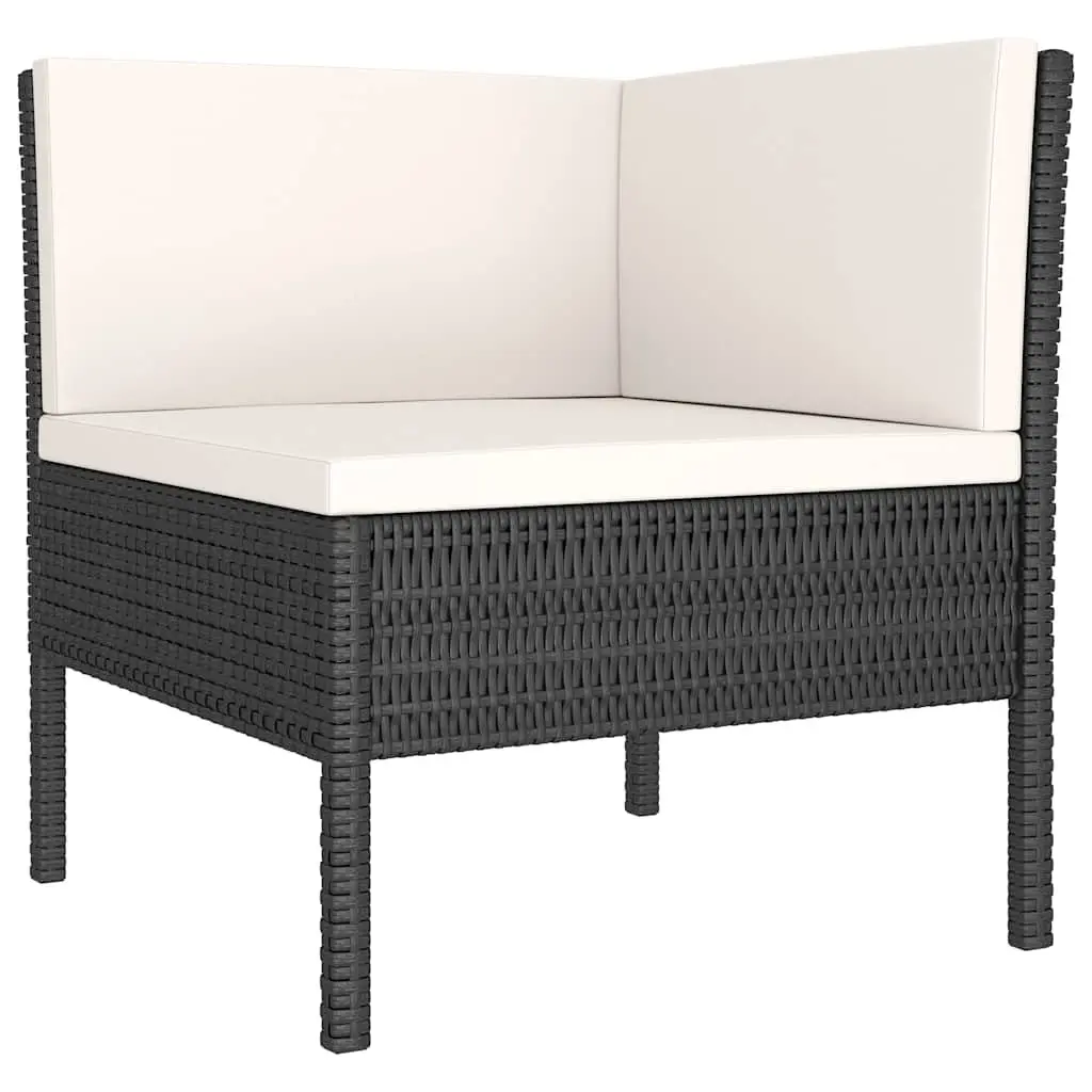 Garden Lounge Set 6 Piece Outdoor Furniture PE Rattan Cushions Black Patio