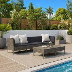Compact 6-Piece Garden Lounge Set in Grey with Cushions