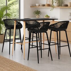 5-Piece Black Bar Set with Sturdy Construction