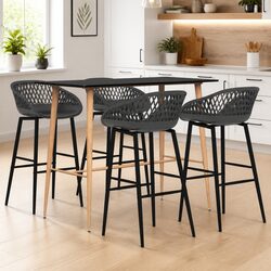 5 Piece Modern Bar Set with Table and Ergonomic Stools