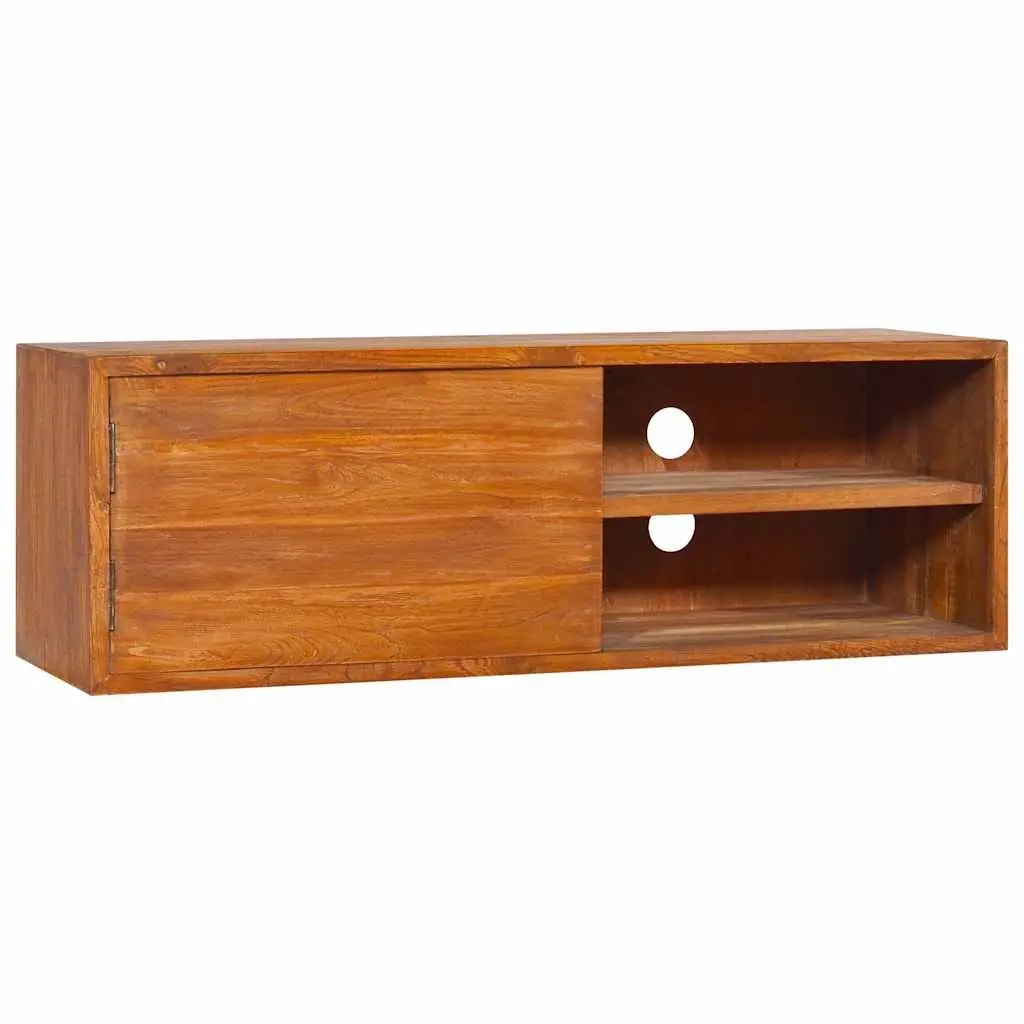 Wall-mounted TV Cabinet Brown 180cm Solid Teak Wood Storage Unit