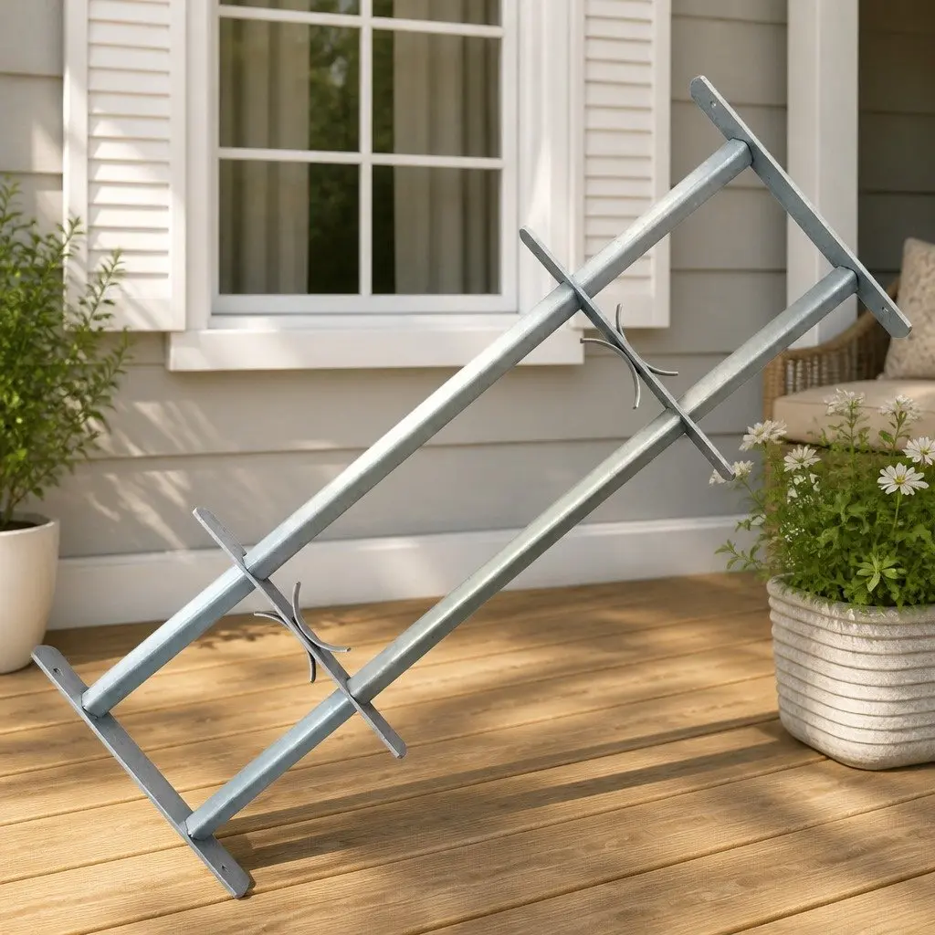 Security Window Grilles Silver Adjustable 1000-1500mm Sturdy Construction 2 Pieces
