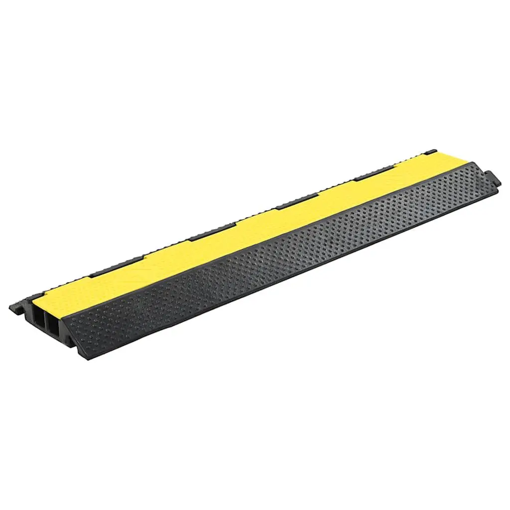 Cable Protector Ramps Yellow 101.5cm 2 Channels Rubber Durable Road Safety