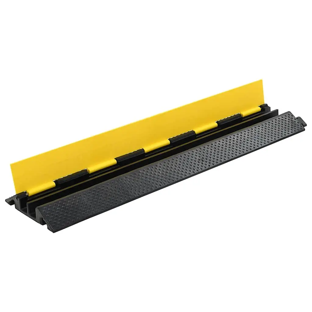 Cable Protector Ramps Yellow 101.5cm 2 Channels Rubber Durable Road Safety