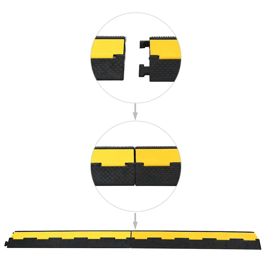 Cable Protector Ramps Yellow 101.5cm 2 Channels Rubber Durable Road Safety