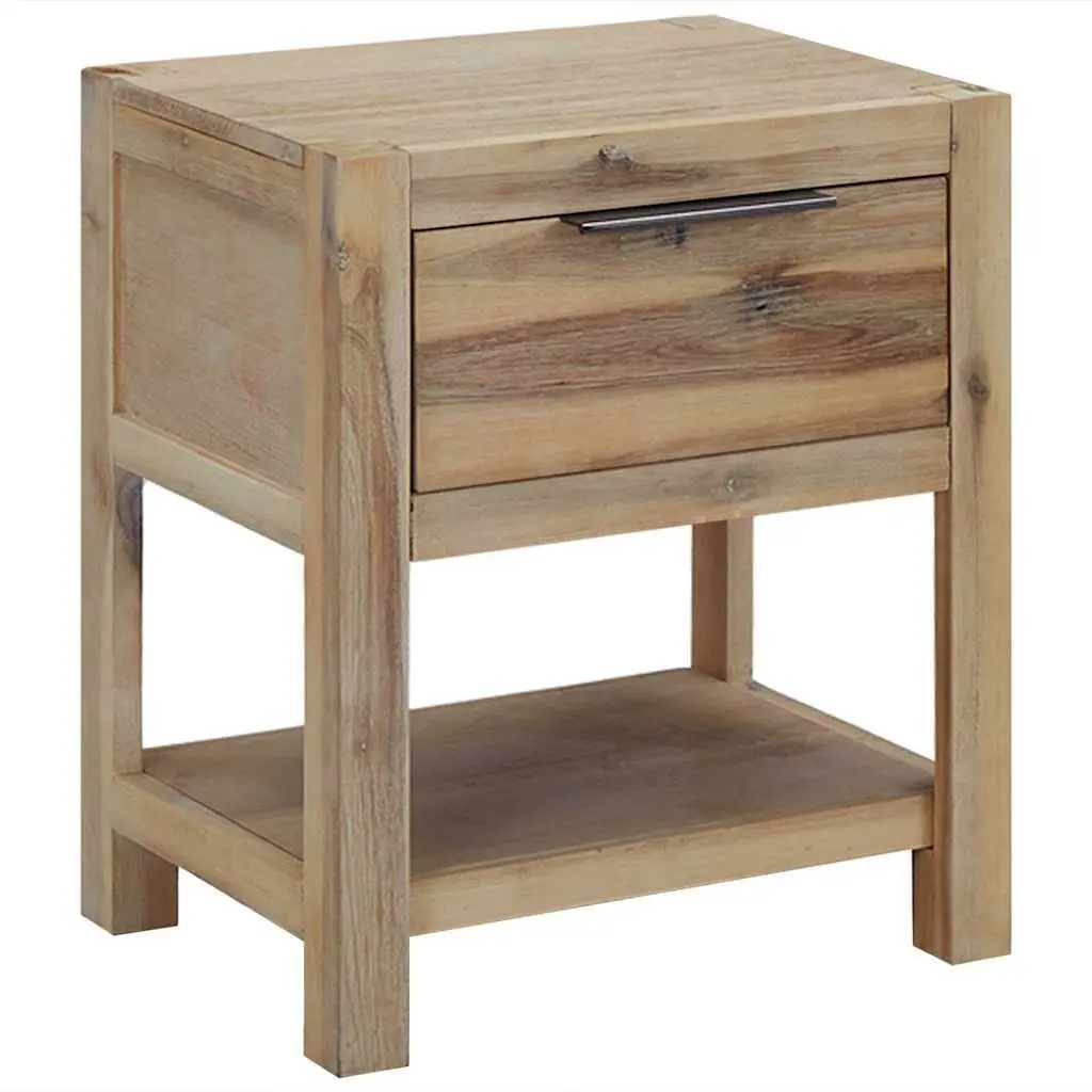 Bedside Table Brown 40x30x48 cm Solid Acacia Wood Nightstand with Drawer