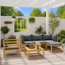 6-Piece Acacia Wood Lounge Set for Outdoor Relaxation