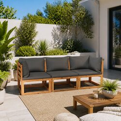 Concise 3-Seater Garden Sofa - Solid Acacia Wood