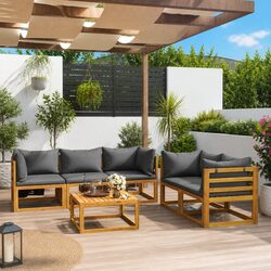Concise 6-Piece Outdoor Lounge Set with Cushions