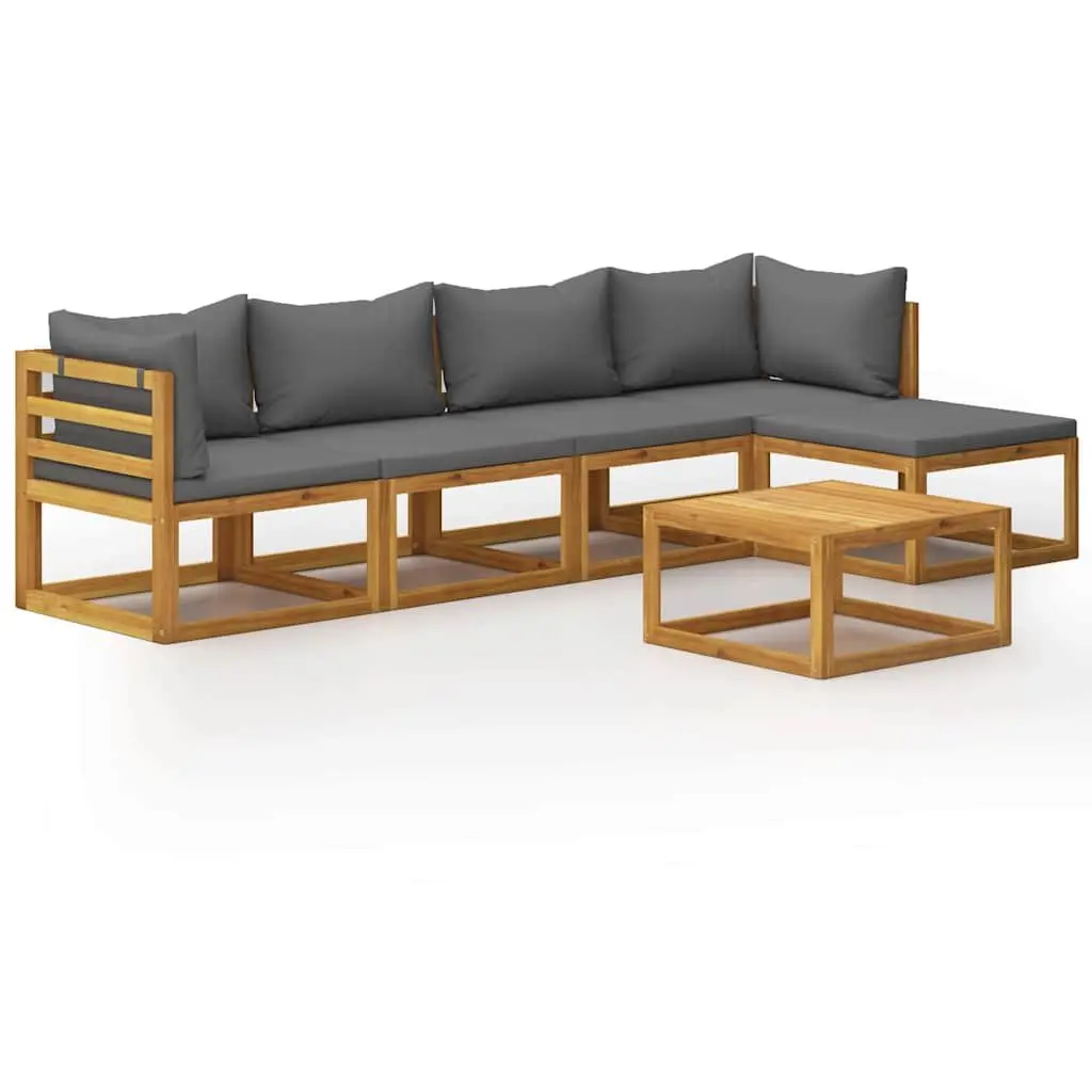 Garden Lounge Set 6 Piece Outdoor Furniture Acacia Wood Sofa Coffee Table Grey