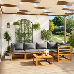 Compact and Chic 6 Piece Lounge Set for Outdoor Use