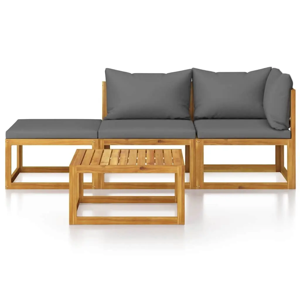 Garden Lounge Set 4 Piece Outdoor Furniture with Cushions Slatted Coffee Table