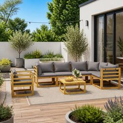 Compact and Elegant 7-Piece Lounge Set for Outdoors - Grey