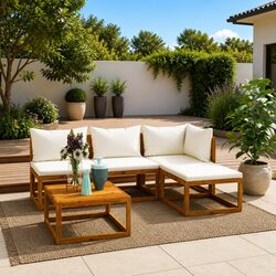 Outdoor Lounge Set with Cushions and Table