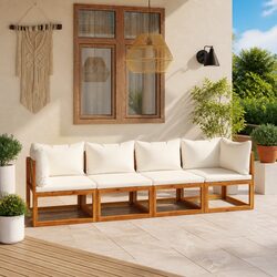4-Seater Garden Sofa with Solid Wood Frame