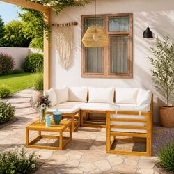 6-Piece Garden Lounge Set in Cream Color