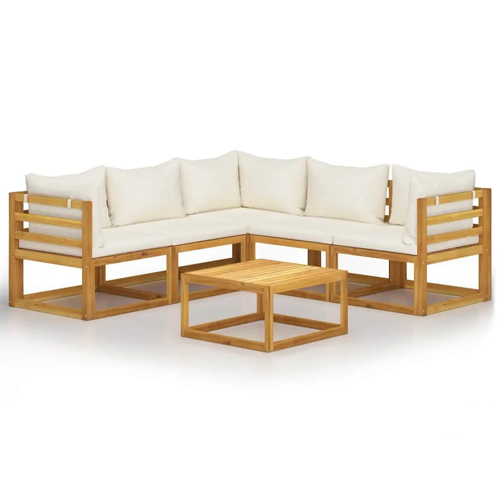 Garden Lounge Set 6 Piece Outdoor Furniture Patio Sofa Coffee Table Cream