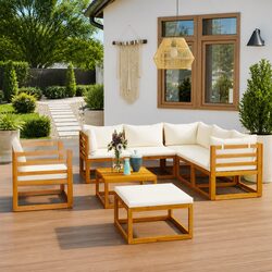 8-Piece Acacia Garden Lounge Set with Cushions