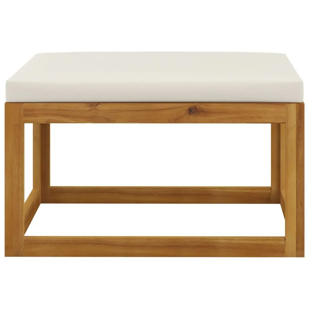 Outdoor Lounge Set Cream 11 Piece Solid Acacia Wood Frame Removable Cushions Coffee Table