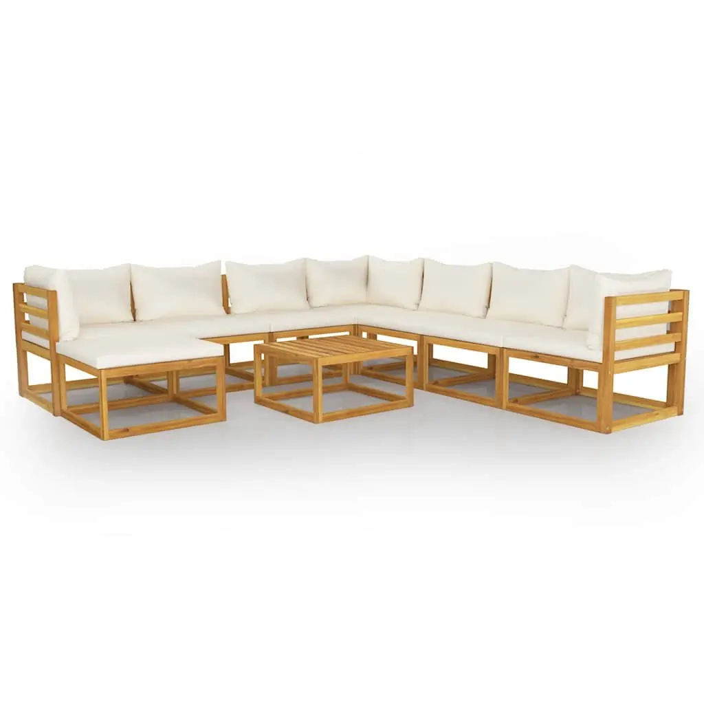 Garden Lounge Set 9 Piece Outdoor Furniture Modular Sofa Coffee Table Cushion