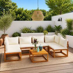Concise 7 Piece Lounge Set for Outdoor Enjoyment