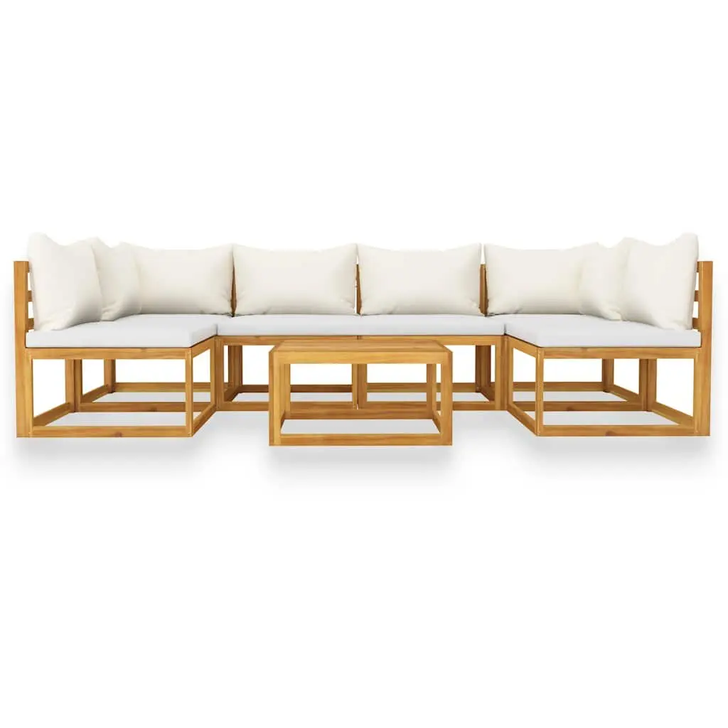 Garden Lounge Set Cream 7 Piece Modular Outdoor Furniture with Cushions