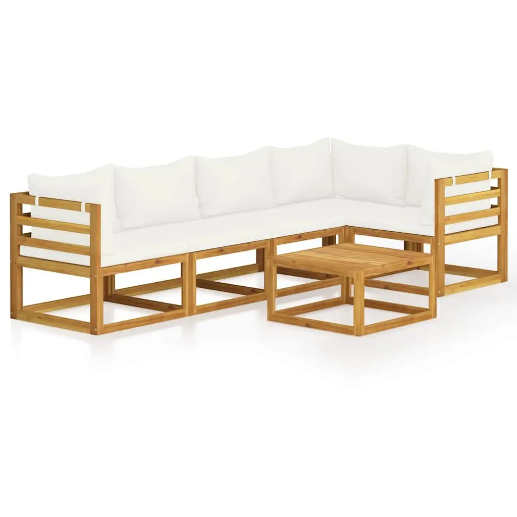 Garden Lounge Set Cream 6 Piece Modular Seating with Coffee Table