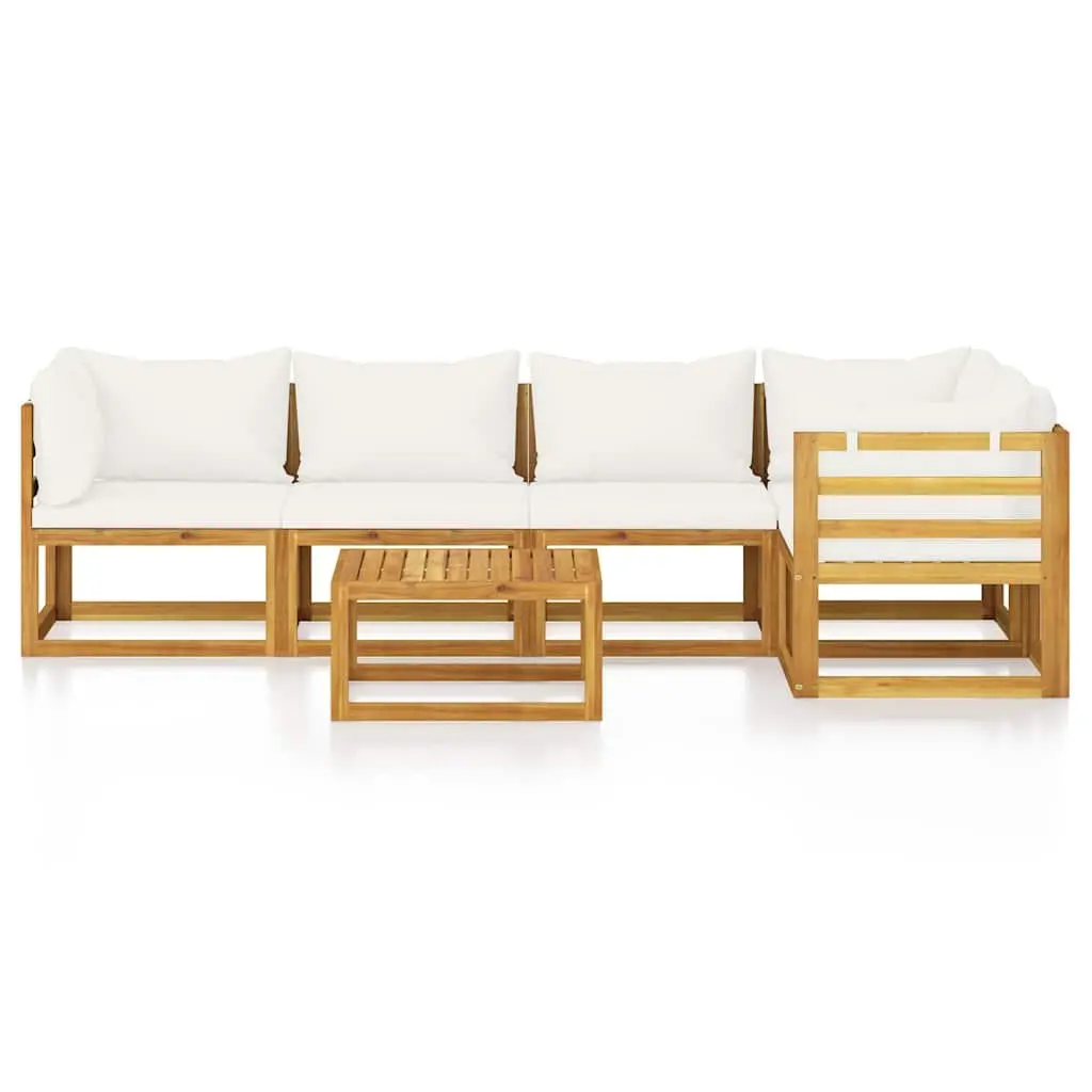 Garden Lounge Set Cream 6 Piece Modular Seating with Coffee Table